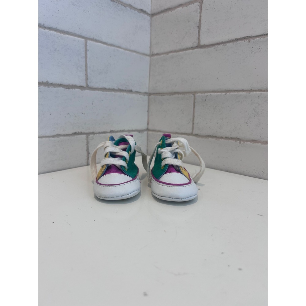 Vintage 1993 Barney the Dinosaur Infant Crib Shoes Multi-Color High Top Size 2